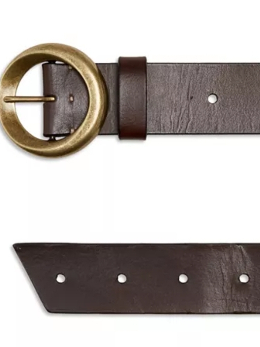 GAVAZZENI Women's Azalea Leather Belt with Antique Brass Round Buckle - Picture 3 of 5
